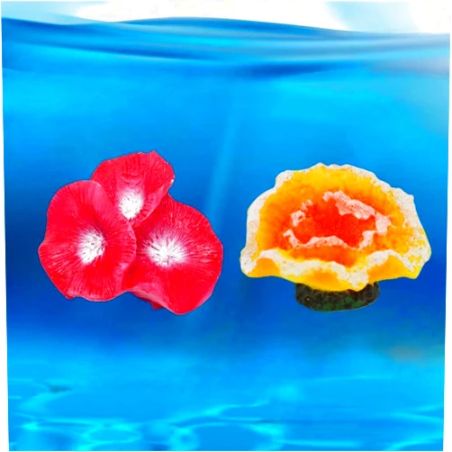 Vecnum 2 Pack Vivid Colorful Aquarium Coral Flower Decor, Artificial Fish Tank Coral Reef Ornament, Aquarium Basic Landscape Waterbed Decor -Mimic Real Tropical Sea World (B)