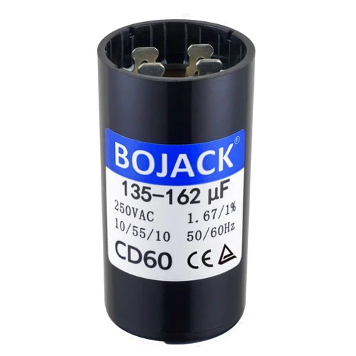 BOJACK 135-162 uf/MFD 250 VAC ±20% 50/60 Hz CD60 Round Motor Well Pump Start Capacitor