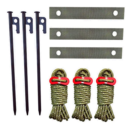 HanyHere Tree Stake Kit, Heavy Duty Garden Stakes Kit Including 3 Pieces 11.8 Inches Steel Tree Stakes, 3 Pieces 15.8 Inches Tree Straps and 3 Rolls 13.1 Feet Ropes (3sets-Tree Stake)