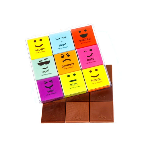 ASTOR Chocolate Squares Bars, Gourmet Chocolate Tabs Gift, Moodibars by Astor Chocolate,18 Mood Squares Variety Pack, Assorted Premium Milk & Dark Emoji Candy Bars