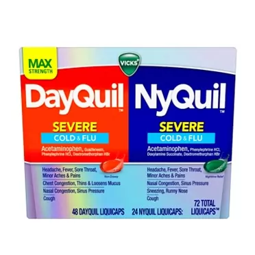 Vicks DayQuil and NyQuil Severe Cough, Cold, & Flu Relief LiquiCaps Convenience Pack (72 ct.)