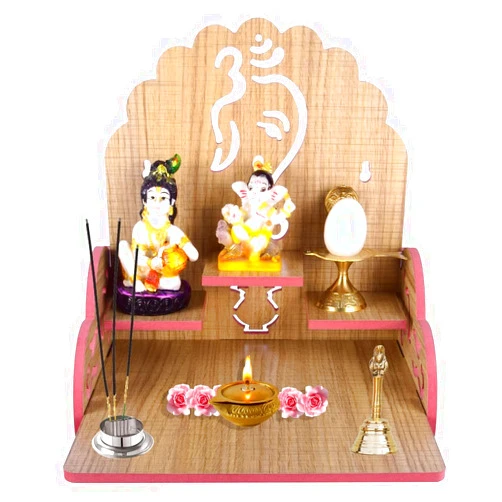 Primefair Wooden Wall Mounted Hanging Puja Temple Wood God Stand for Pooja Room | Mandir Devghar Stand Temple Home Temple Home Wall Temple Waterproof (TEMPLE-003-412)