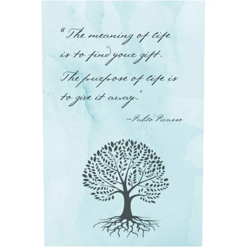 Tins Solis Notebook-“The meaning of life is to find your gift. The purpose of life is to give it away” - Pablo Picasso. Measures 6x9 inches, Soft Cover Notebook