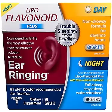 Lipo-Flavonoid Day and Night Combo Kit | Contains #1 ENT Doctor Recommended Lipo-Flavonoid Plus and Lipo-Flavonoid Night with Melatonin to Help Tinnitus Sufferers Sleep | 90 Caplets
