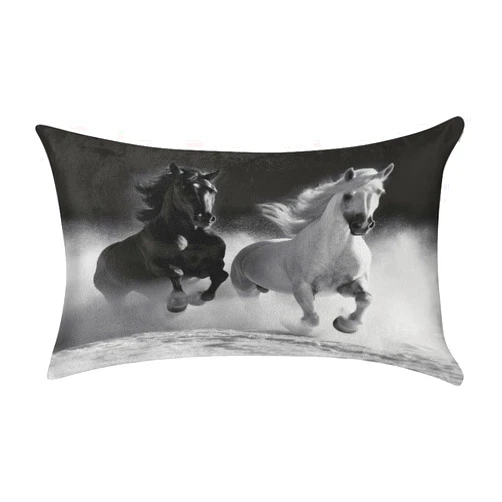BTCOWZRV Black and White Horses Running Pillowcase Breathable Body Pillow Cover Long Pillow Cases with Hidden Zipper Soft Absorb Sweat Pillowcases for Bedroom Guest Room Vacation House