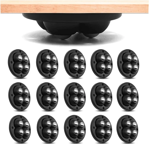 Nufiwra Self Adhesive Caster Wheels Mini Swivel Wheels Stainless Steel Paste Universal Wheel 360 Degree Rotation Sticky Pulley (8, Black)