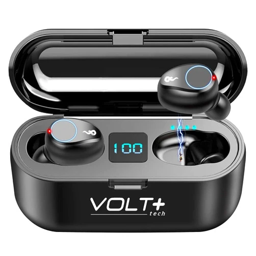 VOLT PLUS TECH Wireless V5.3 Bluetooth Earbuds Compatible with Samsung Galaxy Note 20/Ultra/Edge/5G/Note20 and 2,000Mah PowerBank LED Display, Mic 8D Bass IPX7 Waterproof/Sweatproof (Black)