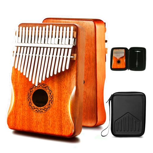 MIFOGE Kalimba Thumb Piano 17 Keys with Mahogany Wood,Mbira,Finger Piano Builts-in Waterproof Protective Box, Easy to Learn Portable Musical Instrument,Gift for Kids Adult Beginners (Mahogany)