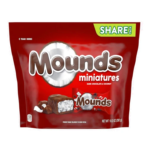 HERSHEY'S MOUNDS Miniatures Dark Chocolate and Coconut Candy Share Pack, 10.3 oz