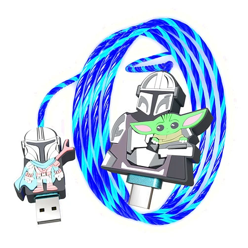 JOCRI Baby Yoda 3ft USB Type-C Cable with LED Flowing Light - Compatible with Samsung Galaxy S10/S10E/S9/S8 Plus, Note 10/9/8, Moto Z, LG G8, and More (Mando)