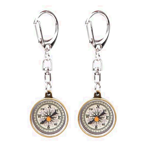 Qqmora Compact Portable Vintage Zinc Alloy Pocket Compass Keychain Camping Navigation Tools, Hiking Compass Mini Pocket Compass Vintage
