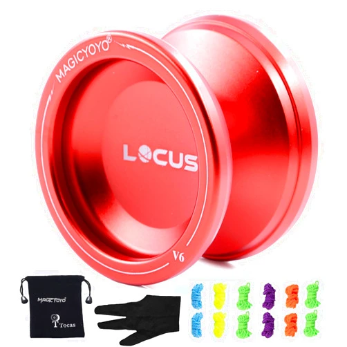 MAGICYOYO V6 Locus Yoyo Professional Responsive Yoyos for Kids Teens Adults, Beginners Yo-yo, Stable Practice Yo-yos for Girls Ladies, Metal Yoyo with Yo Yo Glove+ 12 Yo Yos String+ Pouch Kit, Red