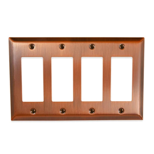 Amerelle Century Quadruple Rocker Steel Wallplate in Antique Copper