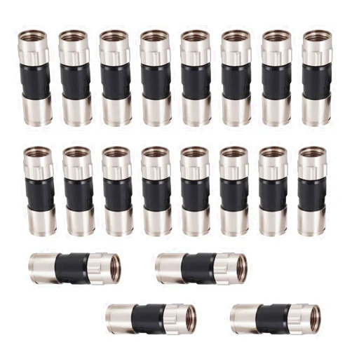 RELIAGINT 20 Pack RG6 Compression Connectors, 75 Ohm F Connector Inside Conductive Washer Design Weatherproof Coax Connector, Compatible for RG6 Dual, Tri Quad Shield Universal Cable TV Connectors
