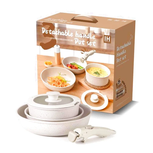 HOMOCOO Gourmetific Cookware Set, Gourmetific Pan Set, Gourmetific Pots and Pans, Gourmetific Cookware Pots and Pans, Detachable Handle Pot Set, Nonstick Cookware Set with Detachable Handle (1Set)