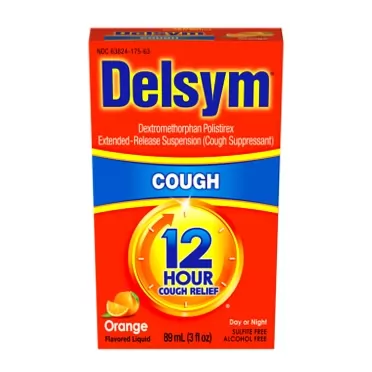 Delsym Adult 12 Hour Cough Relief Medicine, Powerful Cough Relief for 12 Good Hours, Cough Suppressing Liquid, 1 Pharmacist Recommended, Orange Flavor, 3 Fl Oz (Pack of 1)