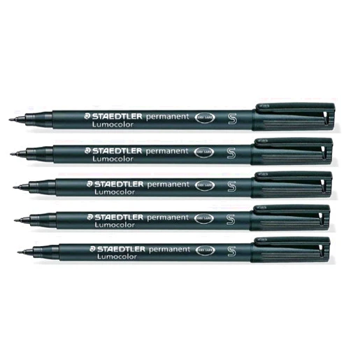 STAEDTLER Lumocolor Black Superfine Permanent Marker Pens Pack Of 5 Waterproof Smudge Resistant Quick Dry Cd Dvd Ohp