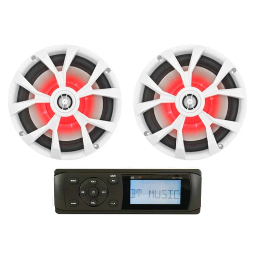 MB Quart MDR2.0 1-Din Marine/Boat Bluetooth Receiver+(2) 8