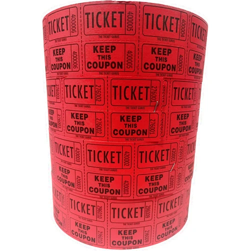 The Ticket Gurus-Raffle Tickets - 4 Red Rolls of 2000 Double Tickets- 8,000 Total 50/50 Raffle Tickets