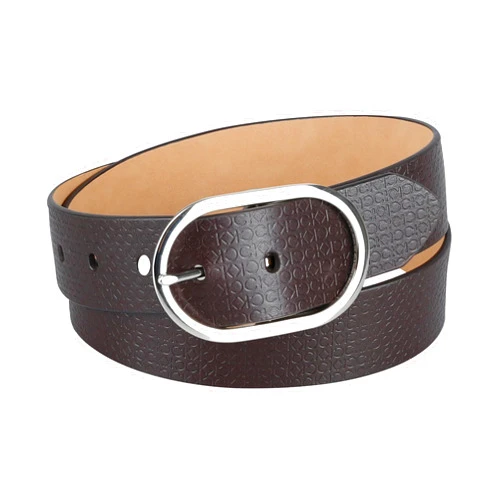 Calvin Klein Women's Oval Center Bar Buckle Leather Fashion Belt for Trousers and Dresses