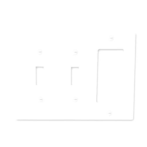 Maxxima 5 Pack 3 Gang Standard/Double Toggle Switch Outlet Wall Plate, White, Standard Size (Pack of 5)