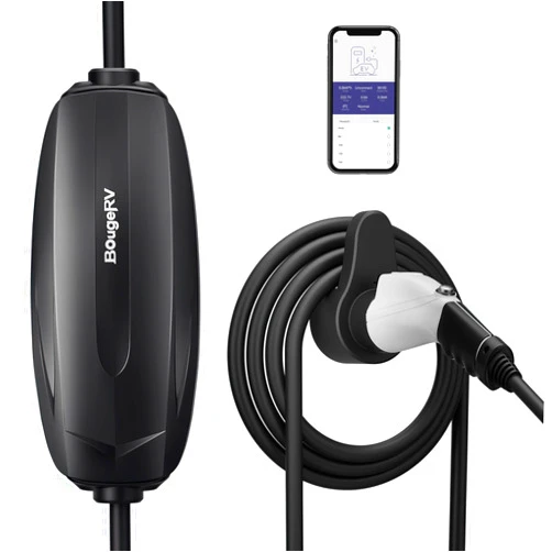 BougeRV Portable EV Charger Cable (16A, 25FT) EVSE Electric Vehicle Charging Station (NEMA6-20 with Adapter for NEMA5-15)