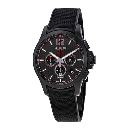 Longines Conquest V.H.P. Perpetual Chronograph Quartz Black Carbon Dial Men's Watch L3.727.2.66.9