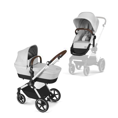 Cybex EOS 2-in-1 Stroller - Bassinet Stroller Converts to Toddler Stroller with One-Hand Recline - Bassinet and Toddler Seat Included, Reversible & Travel System Ready, Lava Grey