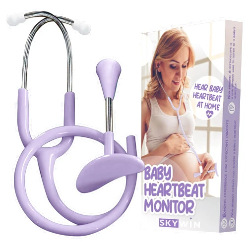 Skywin Fetoscope for Baby Heartbeat Detection - 24 Weeks of Pregnancy Baby Heartbeat Monitor at Home with The Pregnancy Stethoscope and Fetal Monitor Heartbeat (Purple)