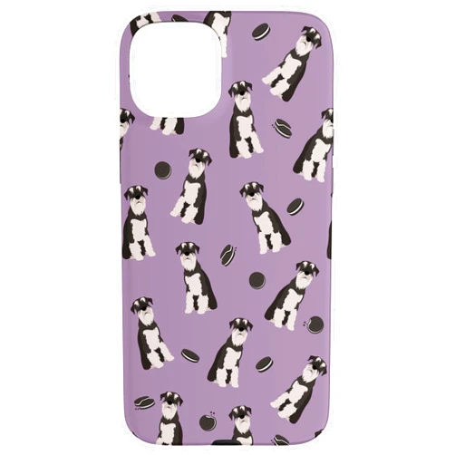 Franz And Sabina Pepper Pup – Black & White Schnauzers Pattern In Lilac Case for iPhone 15 Plus