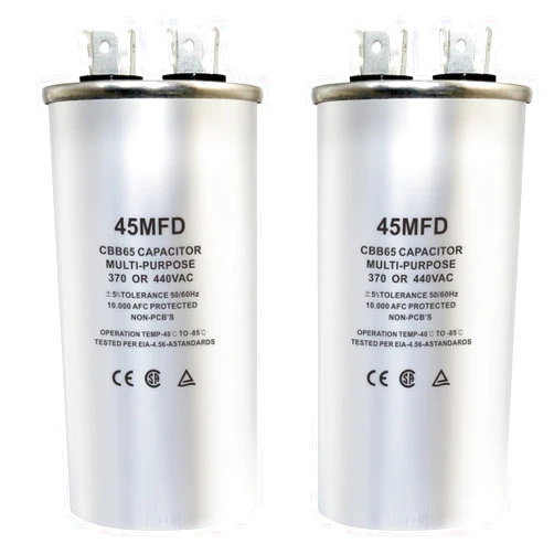 Gump's grocery CBB65 Circular Run Capacitor, 450VAC 45 uf/MFD 50/60Hz Circular Start Capacitor - Very Suitable for Air Conditioning, Fan Capacitor, Etc. (45 uf, 2)