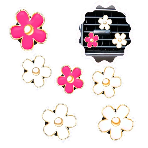 Eluckya 6 Pcs Daisy Flower Air Vent Clip Air Conditioning Outlet Clip Car Air Freshener Clip Car Interior Decor Charm Colorful Car Interior Accessories for Girls Women (White Red Pink)