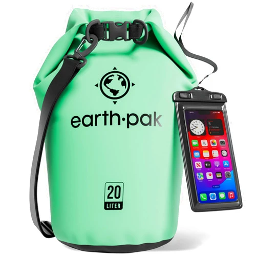 Earth Pak Waterproof Dry Bag - Roll Top Waterproof Backpack Sack Keeps Gear Dry for Kayak with Waterproof Phone Case