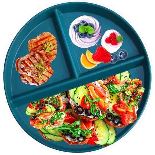 LANSKYWARE Portion Control Plates 9 Inch 1 Pack, Unbreakable Divided Plate for Adults, 3 Compartment Plates Reusable Plastic Portion Control Plates Dishwasher & Microwave Safe…