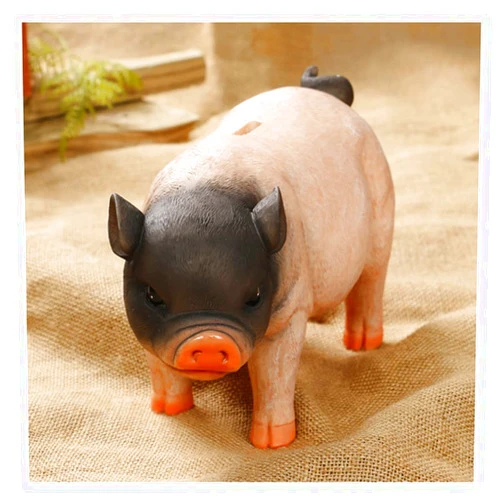 Primst Cute Pig Piggy Bank, Resin Coin Money Bank, Cute Pig Money Box Coin Jar, Coin Bank Savings Bank for Adults, Money Box for Cash (B)