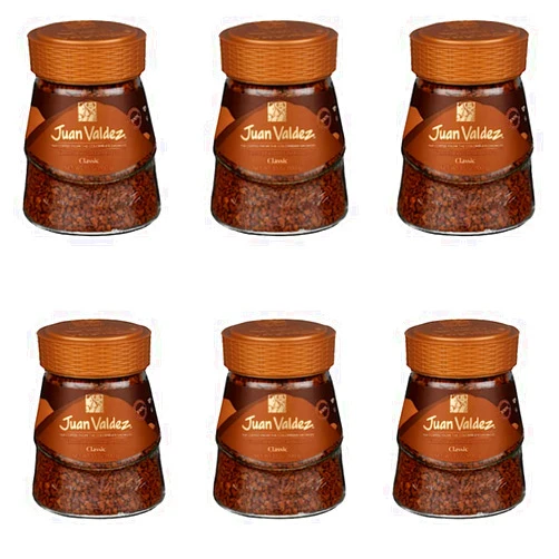 Juan Valdez Freeze Dried Coffee, Classic Flavor 3.5 oz - Premium Colombian Coffee (6 Pack)