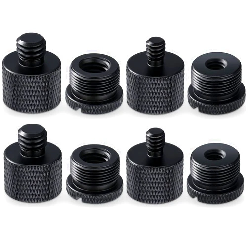 Moxweyeni 8 Pcs Mic Stand Adapter 5/8 Female to 3/8 Male, 3/8 Female to 5/8 Male, 5/8 Female to 1/4 Male and 1/4 Female to 5/8 Male Screw Thread Adapter Mic Thread Adapter Set for Microphone(Black)