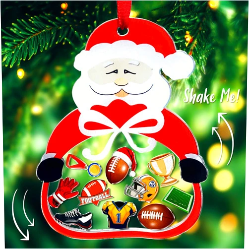 SUFAVN Football Shaker Ornament – Funny Acrylic Shaking Ornament for Football Fans – Xmas Football Ornament for Christmas Tree – Festive Gift for Players & Coaches - 2024 Christmas Home Decor