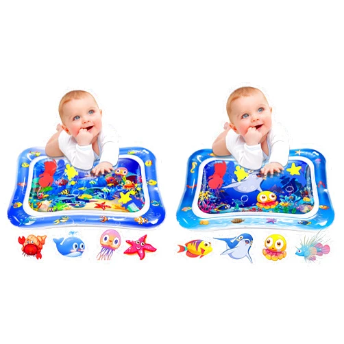 Infinno Tummy Time Mat Premium Baby Water Play Mat for Babies, Baby Toys for 3 to 24 Months, Blue Whale Style and Yellow Octopus Style