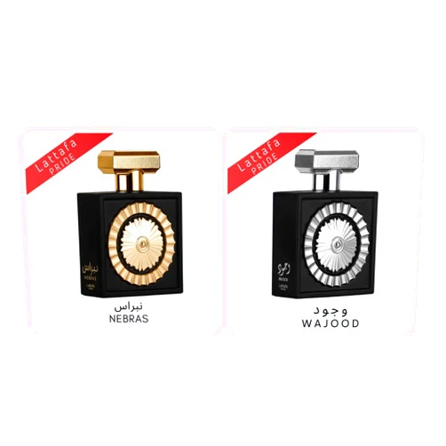 Lattafa Perfumes Nebras & Wajood Testers EDP - Eau De Parfum Unisex 20ml | Marine, Pink Pepper, Red Berries, Mandarin, Vanilla, Cacao, Rose, Tonka Bean, Amber, Musk, Sugar, Vetiver, Patchouli, Sandalwood, Amber | by Lattafa Perfumes