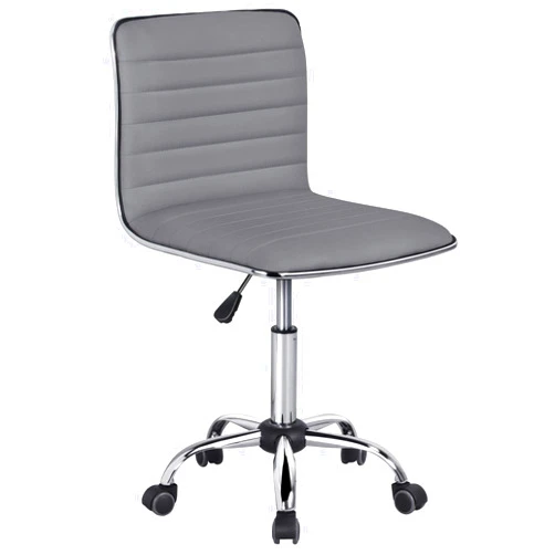 Yaheetech PU Leather Ribbed Armless Task Office Chair, Adjustable Low Back Executive Chair with Wheels Gray