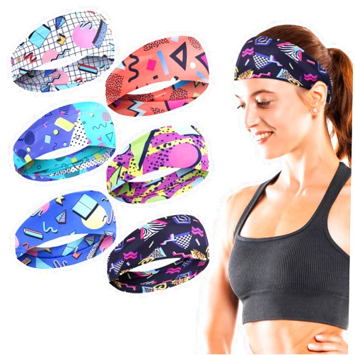 Lusofie 6Pcs 80s 90s Vintage Headbands Retro Soft Sport Sweatbands Boho Neon Headband 80s Headband for Women Universal Workout Wweatband for Men and Women for Hiking Cycling Party Travel Party Running Fitness