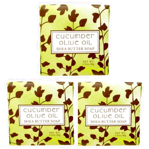 Greenwich Bay Toeah Botanic 1.9oz Soaps, Cucumber Olive Oil, 3 Pack