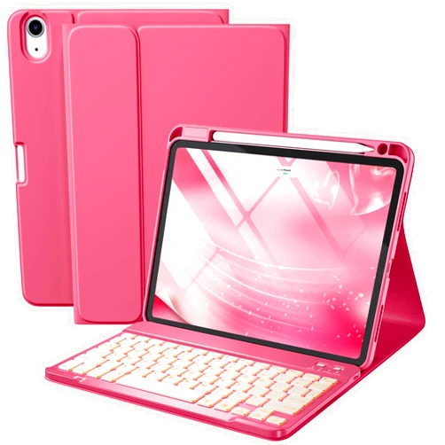Harvopu Compatible for iPad Air 11-inch M2/ 10.9 Inch Air 5th 4th Generation Case with Keyboard - Backlit Detachable, Folio Cover with Pencil Holder for iPad Air 11 2024/ Air 5/ Air 4 (Watermelon)