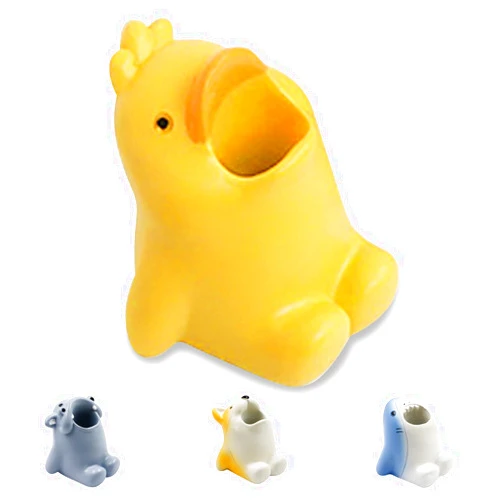 SNOMEL Cute Cartoon Toothbrush Holder for Kids, Fun Resin Pen Pencil Holder, Mini Animal Single Tooth Brush Stand, Creative Bathroom Organizer Storage for Vanity Countertop, Office (Duck)
