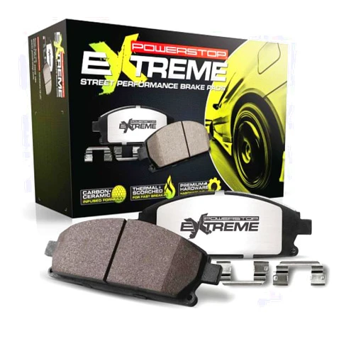 Power Stop Z26-1474A Front Carbon-Fiber Ceramic Brake Pads For Cadilac CT6 CTS ELR | Chevy Camaro Corvette SS | Tesla S, X [Application Specific]
