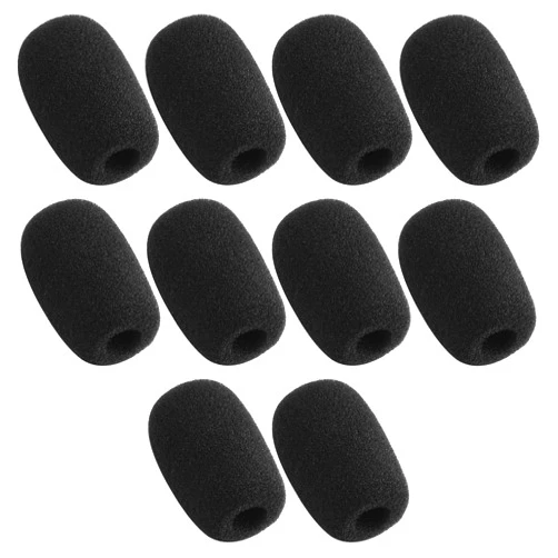 KINMINGZHU 10 Piece Black L 35mm x D10mm Mini Microphone Headset Windscreen Foam Mic Cover