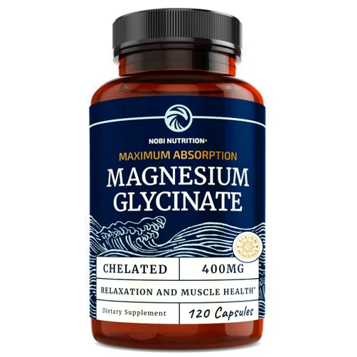 Nobi Nutrition Magnesium Glycinate 400mg | High Absorption Formula for Sleep, Calm, Muscle Relaxation, Heart, Bone & Nerve Support for Women & Men | Chelated Magnesium Glycinate & Magnesium Supplement | 120 Capsules