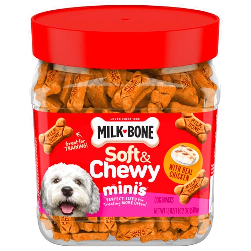 Milk-Bone Soft & Chewy Mini’s Dog Treats, Chicken, 18 Ounce Made with Real Chicken Breast