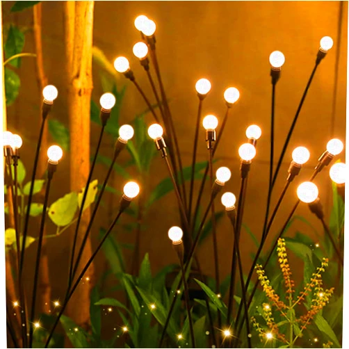 Ciwich Solar Garden Lights, 10LED Starburst Swaying Solar Lights, Firefly Lights Solar Outdoor Waterproof, Solar Garden Decorative Lights for Pathway Yard Patio Landscape（2PCS,Warm White）